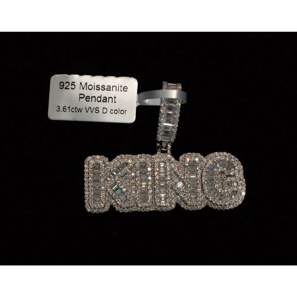 MOISSANITE Real 925 Sterling Silver Iced Hip Hop Piece King Pendant Necklace